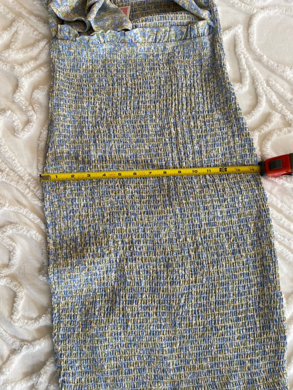 Mable Tie-Front Midi Dress with Smocking. Large. - Picture 10 of 16